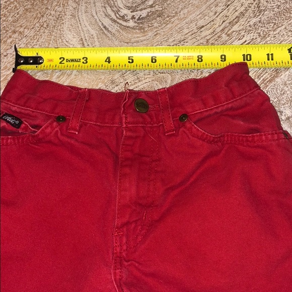 Deadstock girls size 10 chic denim red shorts 80s - Picture 4 of 7
